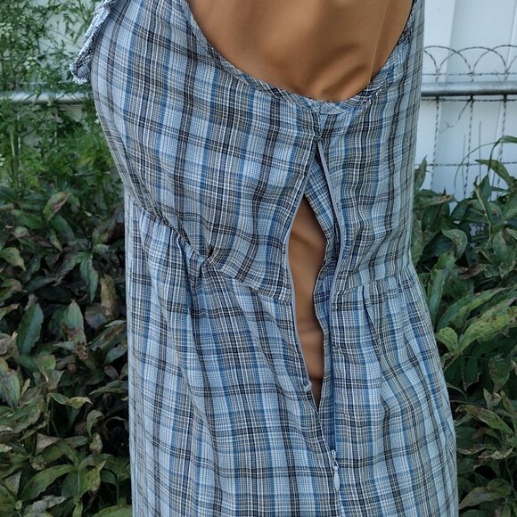 Converse One Star Plaid Cotton Ruffle Sundress, Size 8 - Picture 7 of 9